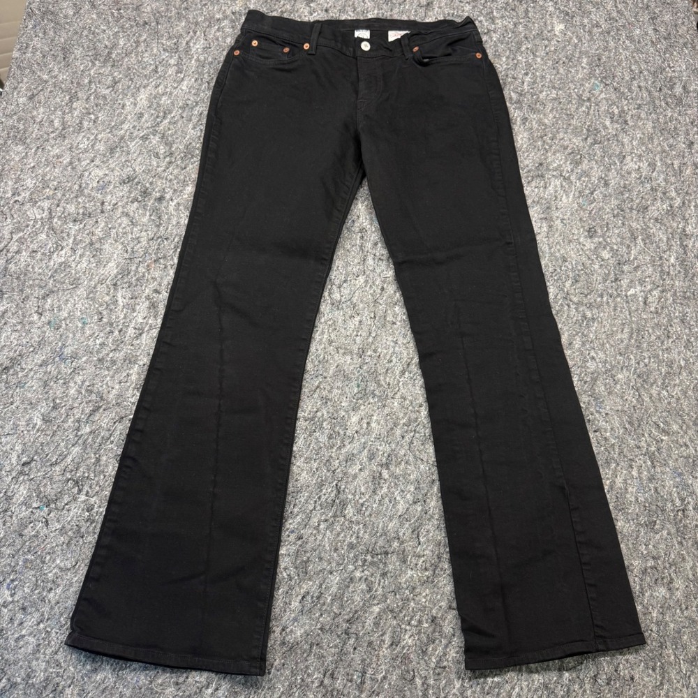 Lucky Brand Mid Rise Flare Jeans Black Dungarees Made in USA Size 12/31 Regular